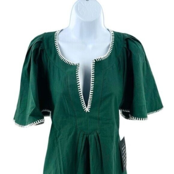 Pomander Place | NEW Green Stitch Finley Flutter Sleeve Mini Dress Size XL - Picture 6 of 12